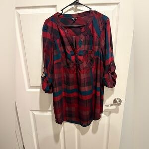 Plaid Button-Up Women's Top Torrid
